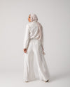 Linen Pleated Jupe Pantalon Offwhite C148