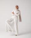 Linen Pleated Jupe Pantalon Offwhite C148