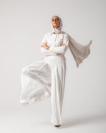Linen Pleated Jupe Pantalon Offwhite C148