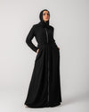 Zipper Abaya With Waist Tie C188