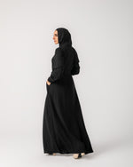 Zipper Abaya With Waist Tie C188