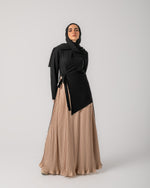 Side Wrap Pleated Abaya Beige C113