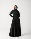 Side Wrap Pleated Abaya Black C113