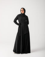 Side Wrap Pleated Abaya Black C113