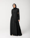 Side Wrap Pleated Abaya Black C113