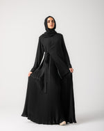 Side Wrap Pleated Abaya Black C113