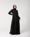 Side Wrap Pleated Abaya Black C113