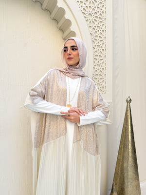 Free Size Pleated Cape Beige C240