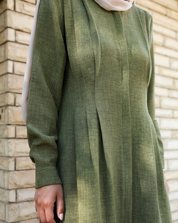 Linen Maxi Dress Olive C690