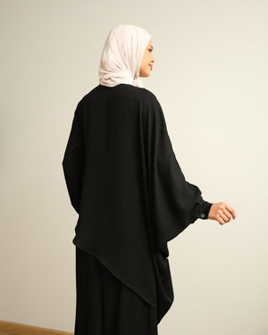 Asymmetric High Low Chemise Blouse Black C1870