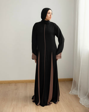 Silk Panel Abaya Cafe C238