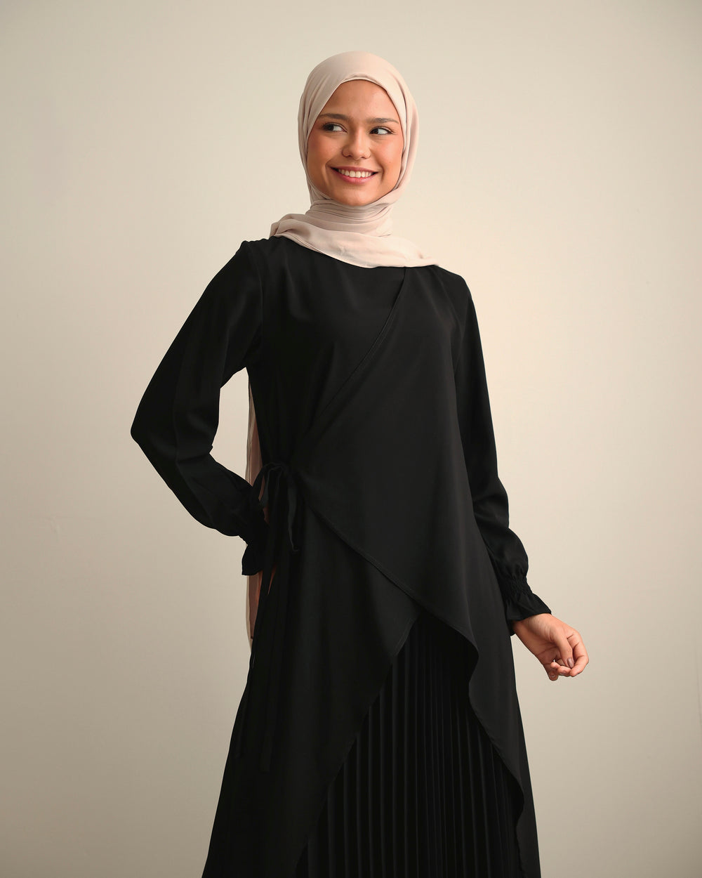 High Low Wrap Shirt Black C286