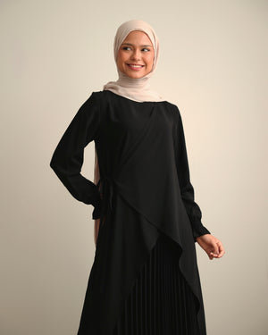 High Low Wrap Shirt Black C286