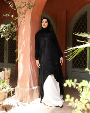 High Low Crepe Buttoned Shirt Black C275