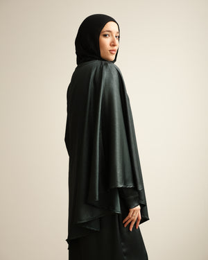 Shimmer Cape-Overlay Jumpsuit Dark Green C1781