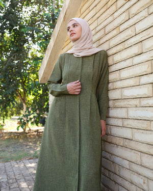 Linen Maxi Dress Olive C690