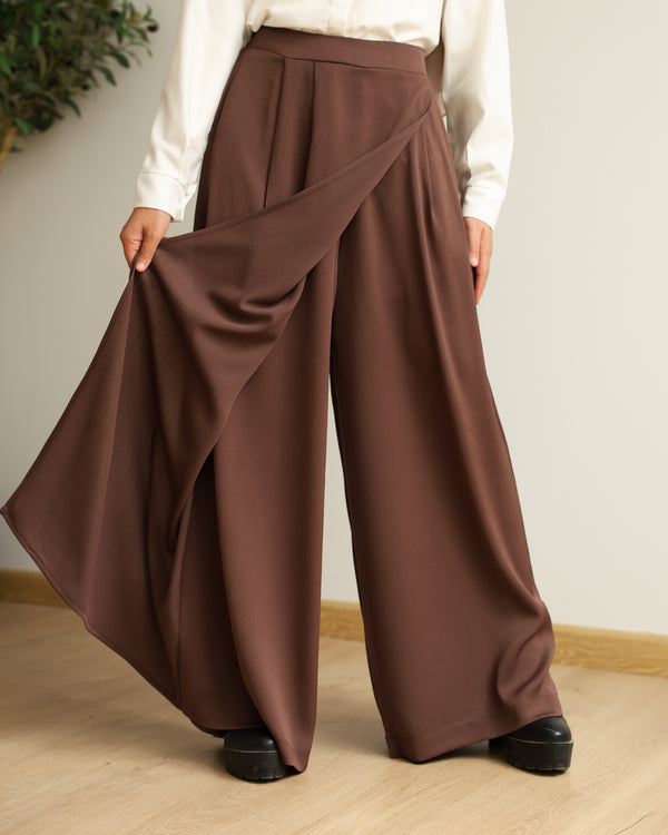 Wrap Skirt Pants Brown C284