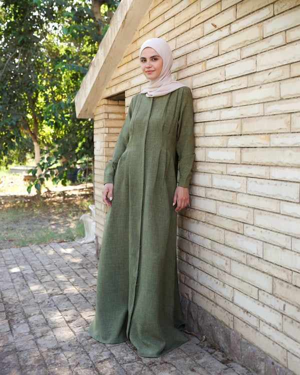 Linen Maxi Dress Olive C690