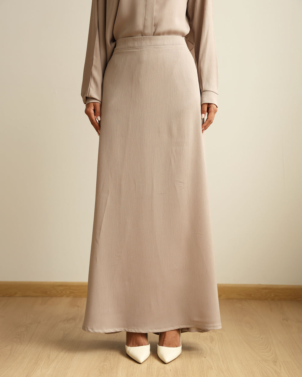 A-Line Maxi Skirt Beige C2310