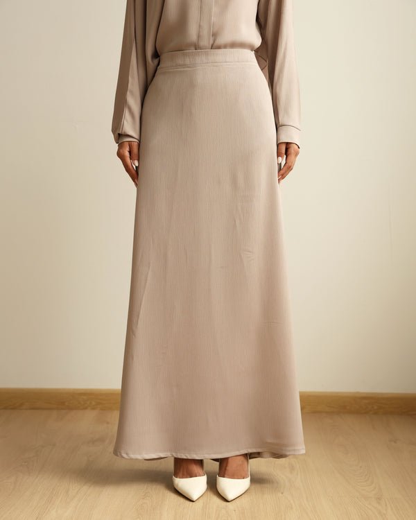 A-Line Maxi Skirt Beige C2310