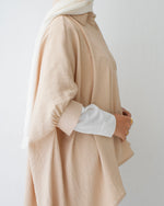 Over Sized Poncho and Pants Set Beige C11063