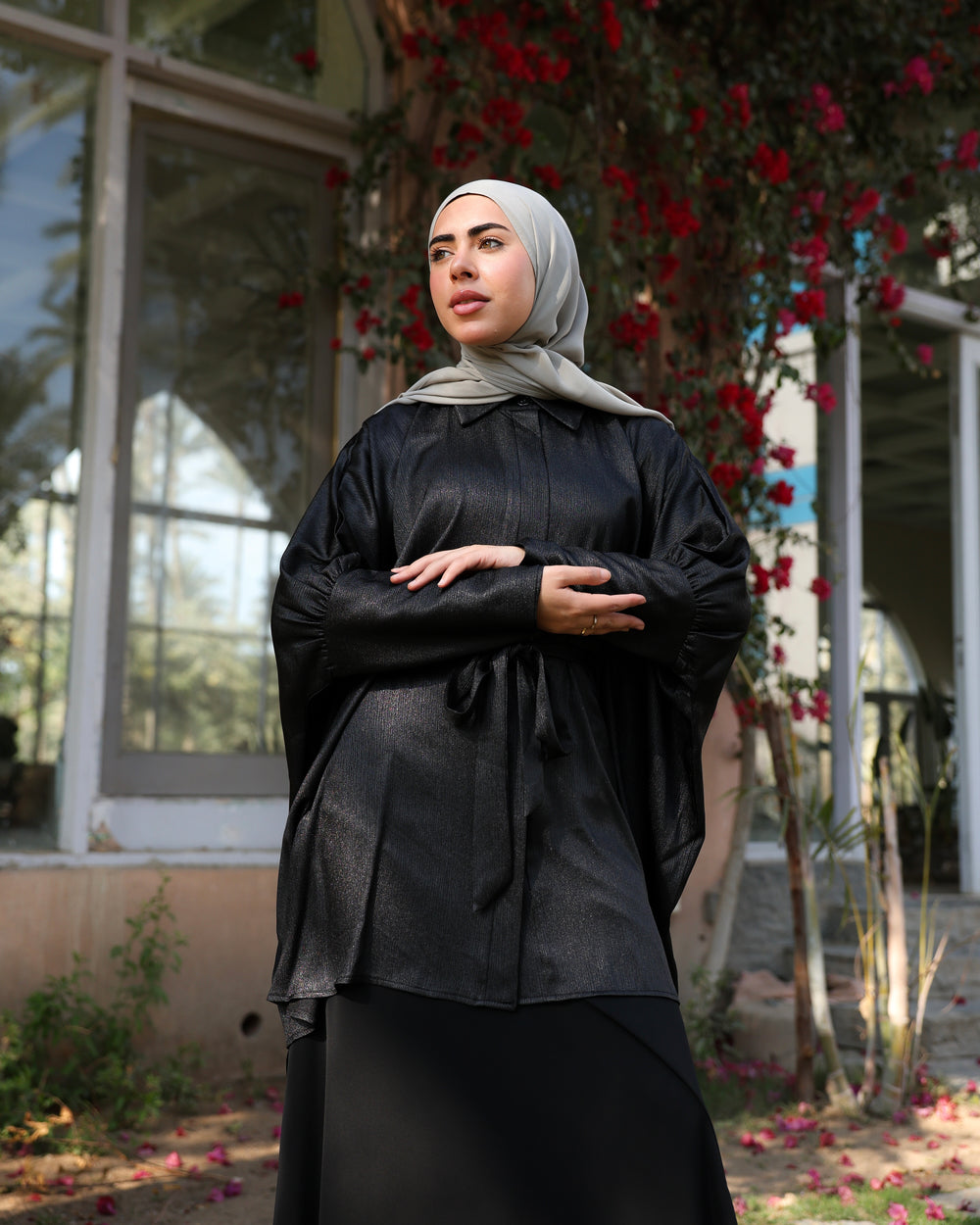 Shimmer Free Size Blouse Black C2232