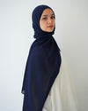 Soft Cotton Chiffon Scarf Navy