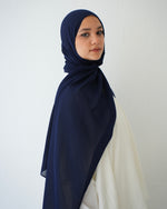 Soft Cotton Chiffon Scarf Navy