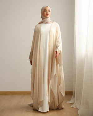 The Metallic Stroke Chiffon Cape Beige C274