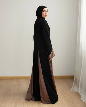 Silk Panel Abaya Cafe C238