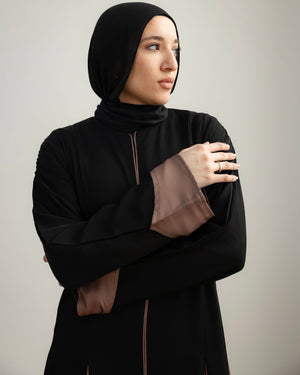 Silk Panel Abaya Cafe C238