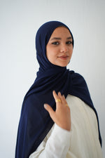 Soft Cotton Chiffon Scarf Navy