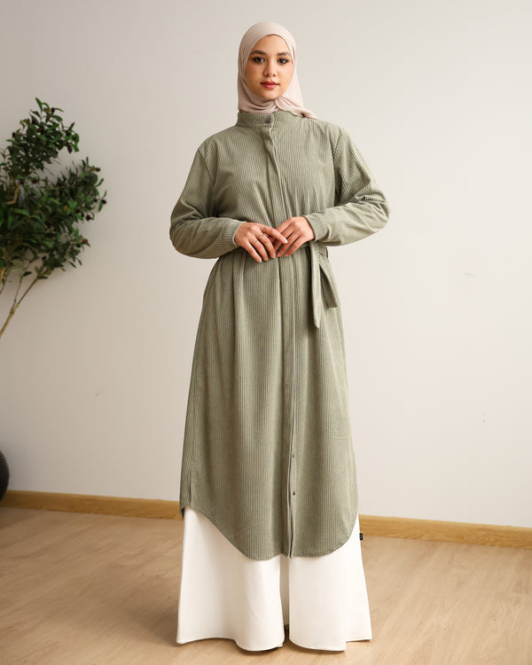 Velvet Corduroy Longline Shirt Mint C510