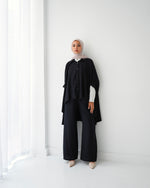 Over Sized Poncho and Pants Set Black C11063