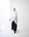 High Low Silk Chiffon Blouse Offwhite C242