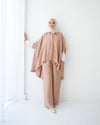Over Sized Poncho and Pants Set Cafe C11063