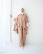 Over Sized Poncho and Pants Set Cafe C11063