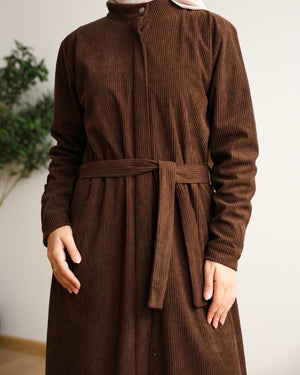 Velvet Corduroy Longline Shirt Brown C510