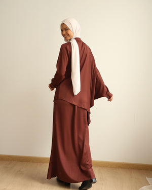 Asymmetric High Low Chemise Blouse Rust C1870