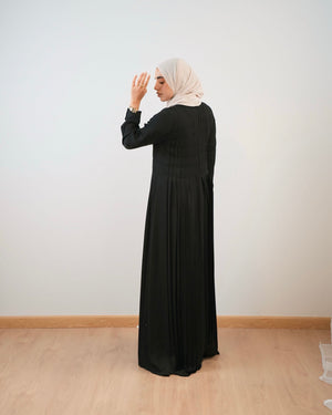 Pleated Silk Abaya C98
