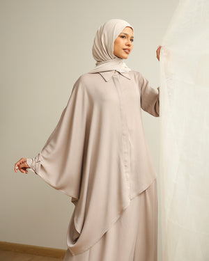 Asymmetric High Low Chemise Blouse Beige C1870