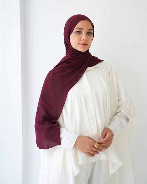 Soft Cotton Chiffon Scarf Maroon