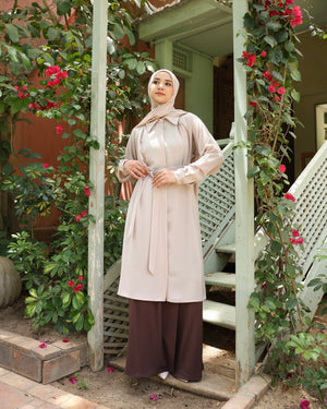 Silk Blend Maxi Chemise Beige C252