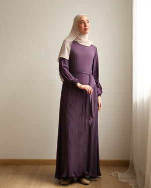 Pleated Chiffon Dress Mauve C74