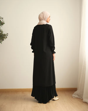 High Low Wrap Shirt Black C286