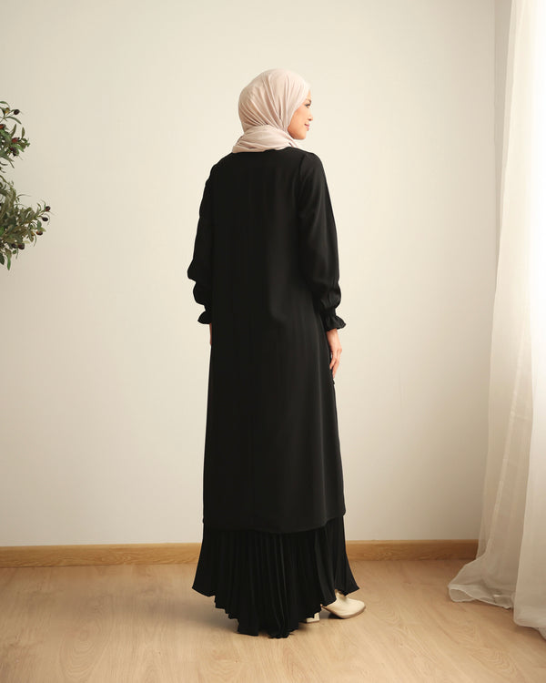 High Low Wrap Shirt Black C286
