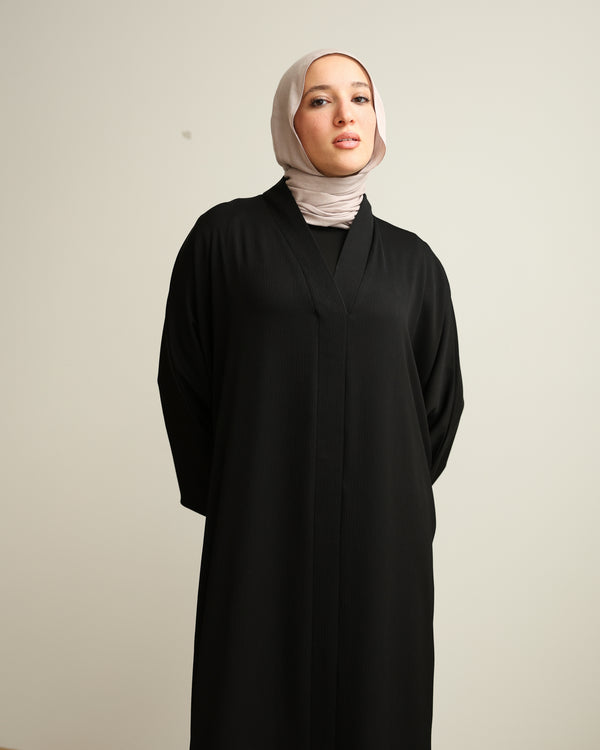 The Lace- Back Free Size Abaya Black C2730