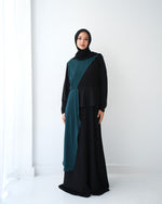 Peplum Side Chiffon Drape Abaya Teal C200