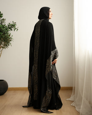 The Metallic Stroke Chiffon Cape Black C274