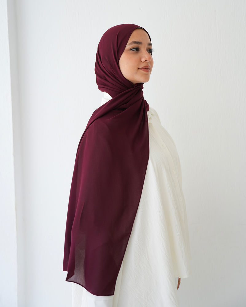 Soft Cotton Chiffon Scarf Maroon